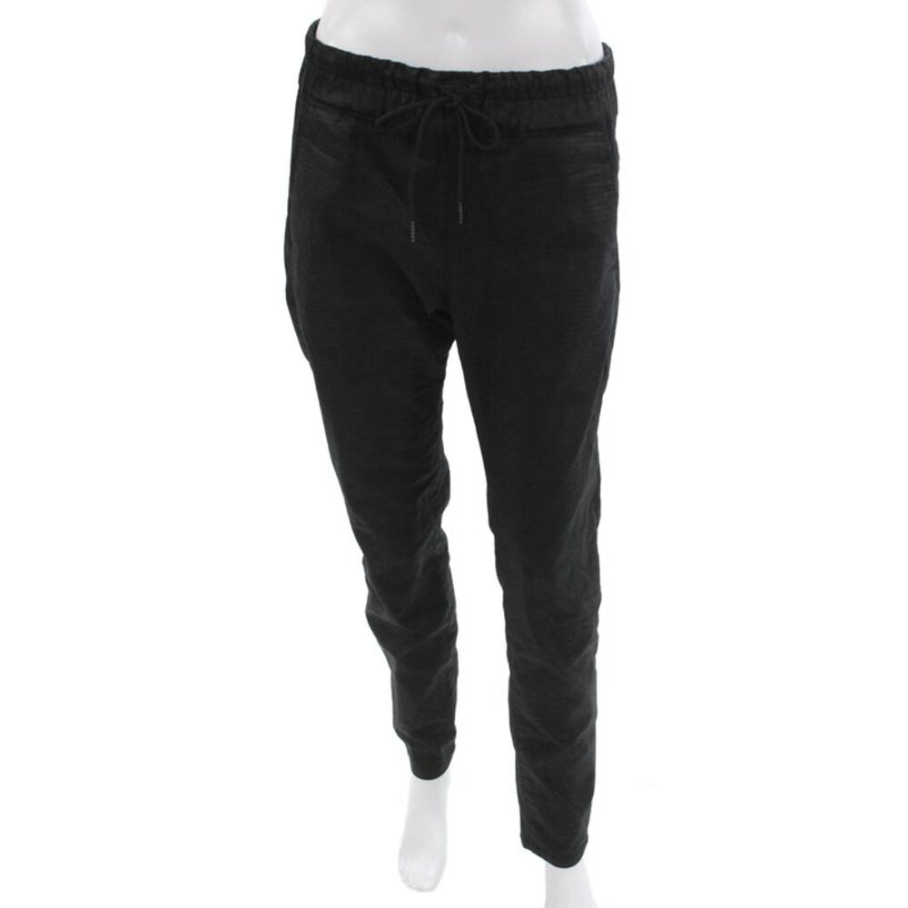 Flog Unisex Adults Jogger Pants Black Cotton Drawstring Size 30